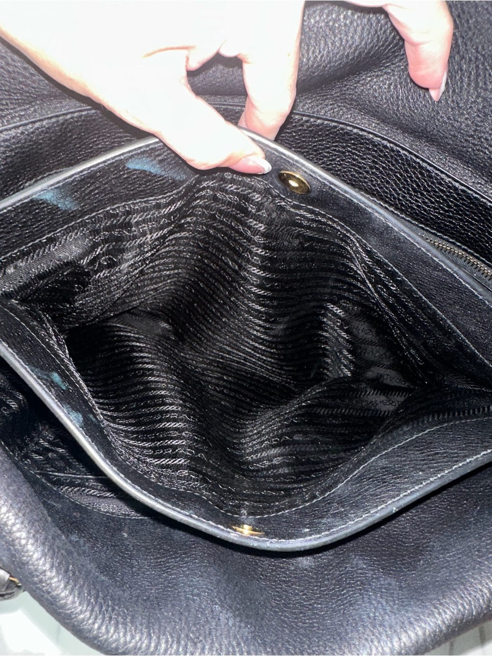 Authentic Prada Double Vitello Daino Black Leather Tote Bag Purse - Picture 11 of 16